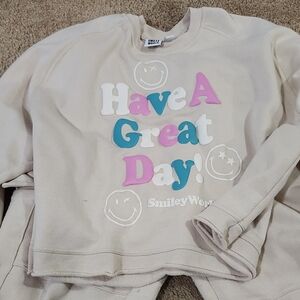 Cream Sweater - Pink, Blue Accents